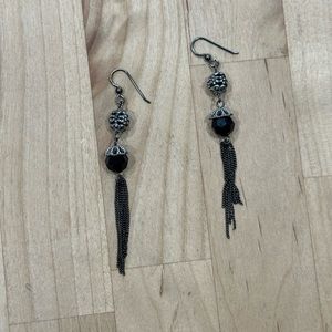 Brighton Black & Gun Metal Drop Earrings